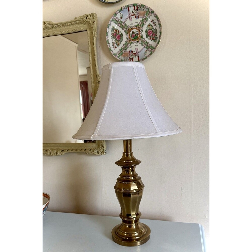 Vintage Rembrandt Brass Table Lamp Traditional Hollywood Regency- No Shade